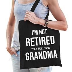 Foto van Im not retired im a full time grandma kado tas zwart dames pensioen / vut kado - feest boodschappentassen