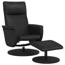 Foto van Vidaxl fauteuil verstelbaar met voetenbankje kunstleer zwart