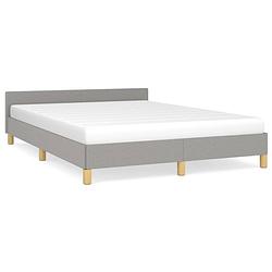 Foto van The living store - bedframe lichtgrijs - 193 x 143 x 50 cm - stof en multiplex