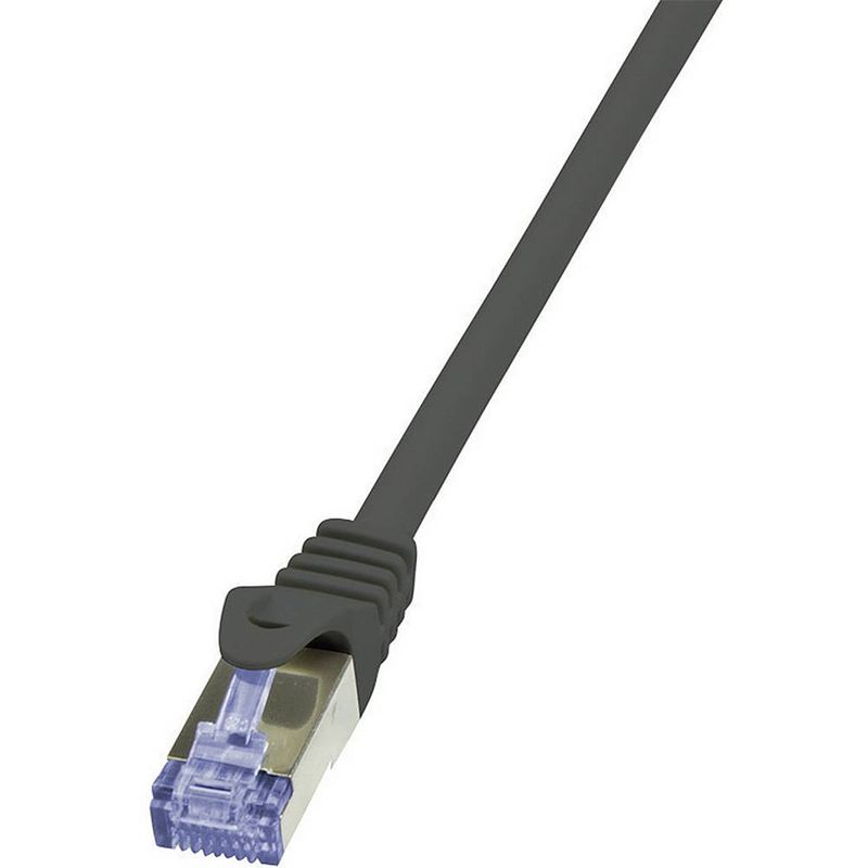 Foto van Logilink cq3063s rj45 netwerkkabel, patchkabel cat 6a s/ftp 3.00 m zwart vlambestendig, snagless 1 stuk(s)