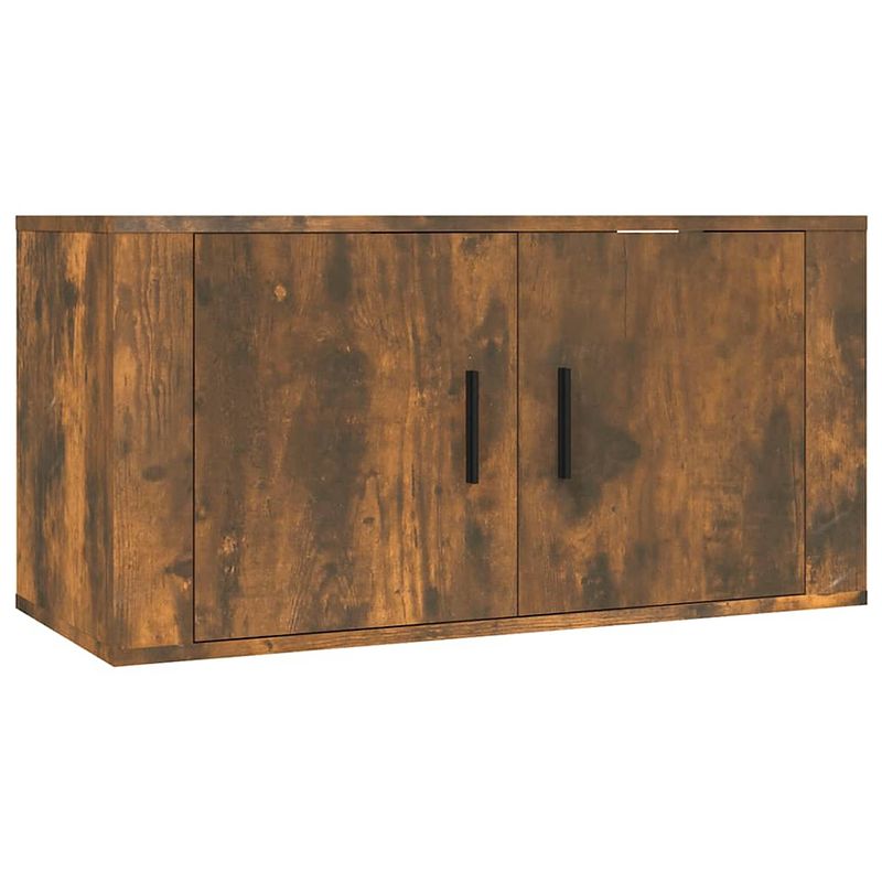 Foto van The living store tv-meubel gerookt eiken - wandgemonteerd - 80 x 34.5 x 40 cm - bewerkt hout