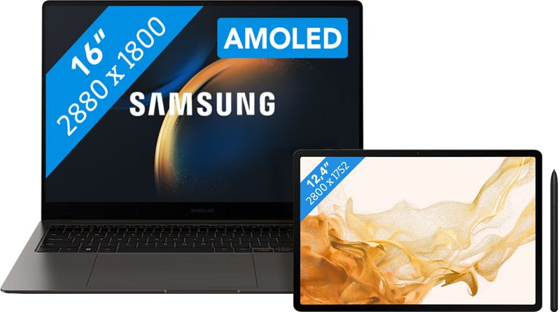 Foto van Samsung galaxy book3 pro np960xfg-kc1nl+ galaxy tab s8 plus