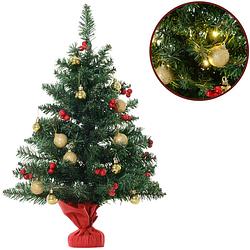 Foto van Christmasgoodz - kunstkerstboom - kunstkerstboom met verlichting - 15 led - kerstballen - 60 cm - kerstboom met versi...