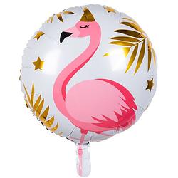 Foto van Boland folieballon flamingo 45 cm wit/roze