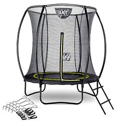 Foto van Exit - trampoline met veiligheidsnet, verankeringsset en ladder - op poten - silhouette - rond - ø183cm - zwart