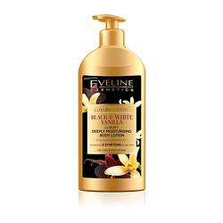 Foto van Eveline cosmetics luxury expert black & white vanilla deeply moisturising body lotion 350ml.