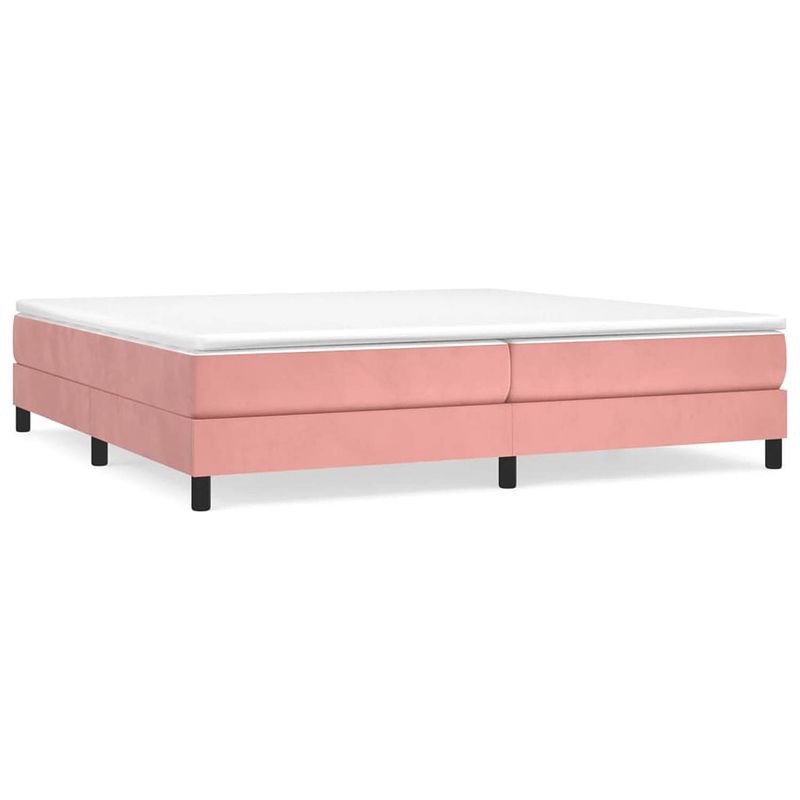 Foto van The living store boxspringframe fluweel roze 200x200 cm - bed