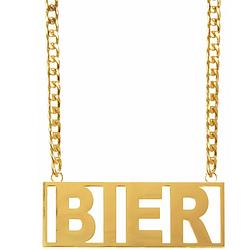 Foto van Verkleed sieraden ketting - thema bier - feestartikelen - goudkleurig - verkleedsieraden