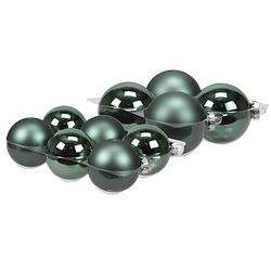 Foto van 20x stuks glazen kerstballen emerald groen 8 en 10 cm mat/glans - kerstbal