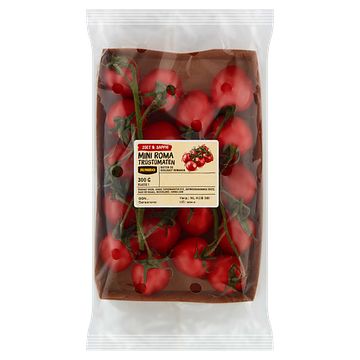 Foto van 1 voor € 1,99 | jumbo zoet & sappig mini roma trostomaten 300g aanbieding bij jumbo