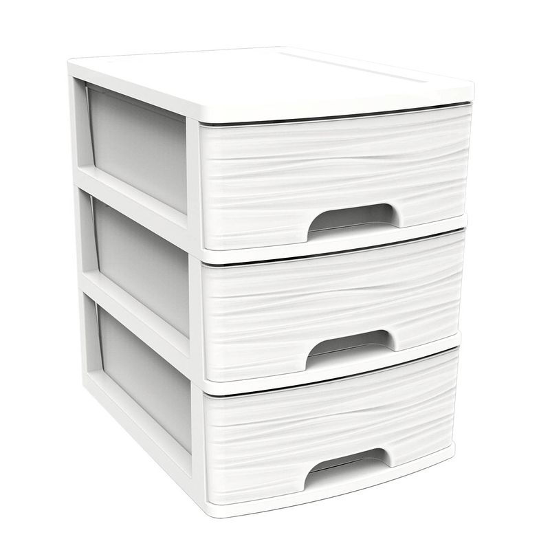 Foto van Ladenkast/bureau organizer wit a5 3x lades stapelbaar l27 x b36 x h35 cm - ladeblok