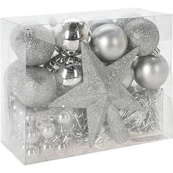 Foto van Christmas decorations kerstballen set 54-dlg - zilver - voor kleine boom - kerstbal