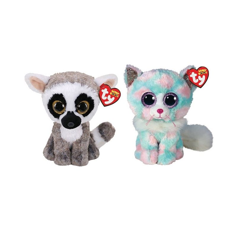 Foto van Ty - knuffel - beanie boo's - linus lemur & opal cat