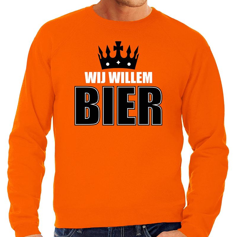 Foto van Wij willem bier sweater oranje voor heren - koningsdag truien l - feesttruien