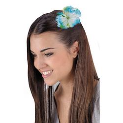 Foto van Carnival toys haarclip hawaii bloem dames polyester blauw
