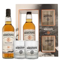 Foto van Aerstone 10 years sea cask + 2 glazen 0.7 liter whisky