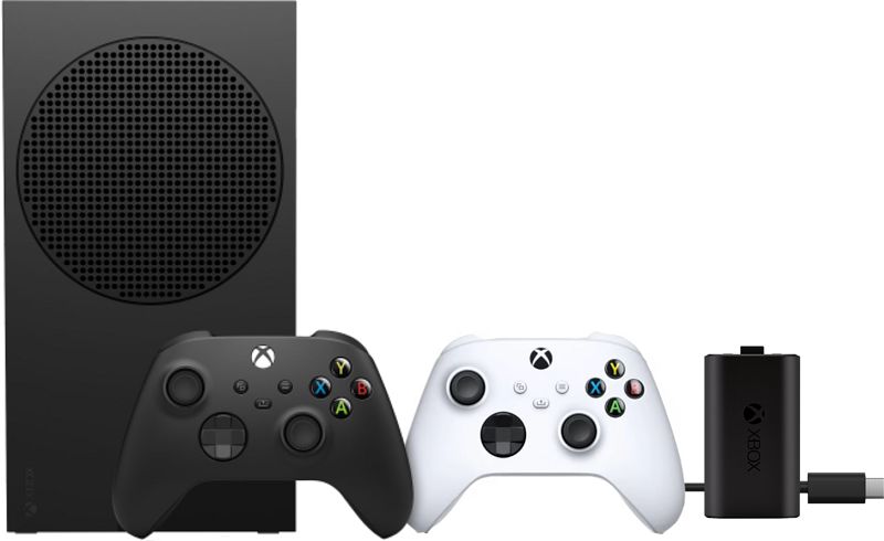 Foto van Xbox series s 1 tb zwart + wireless controller robot wit + play & charge kit