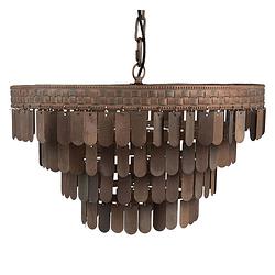 Foto van Clayre & eef hanglamp ø 48x30/138 cm bruin ijzer rond hanglamp eettafel hanglampen eetkamer bruin hanglamp eettafel