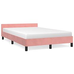 Foto van Vidaxl bedframe met hoofdeinde fluweel roze 120x200 cm