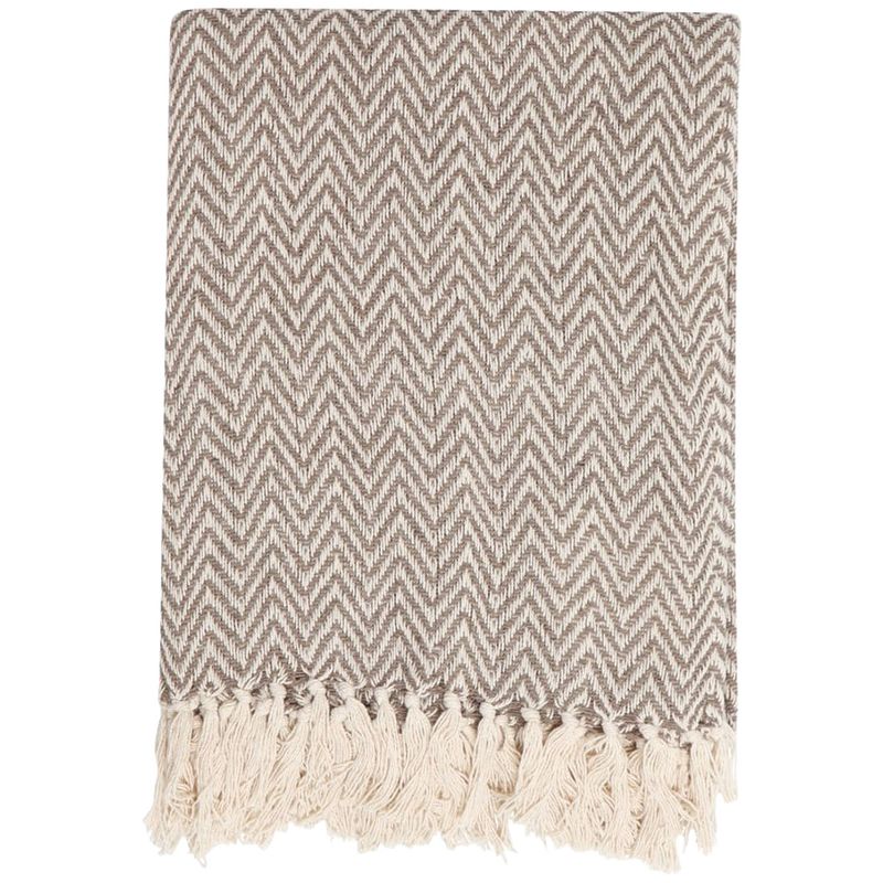 Foto van Linen & more plaid zigzag 130x170cm taupe