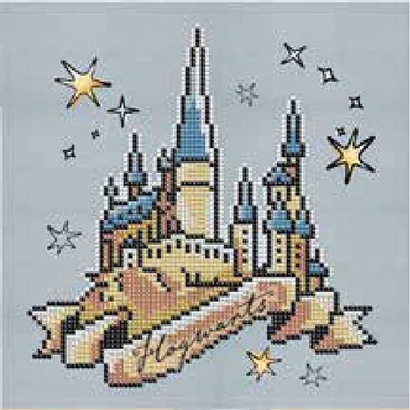 Foto van Diamond dotz hogwarts slot diamond painting, 3.455 dotz, 22x22 cm