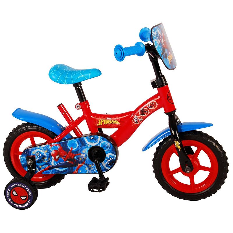 Foto van Spider-man kinderfiets - jongens - 10 inch - rood/blauw - doortrapper