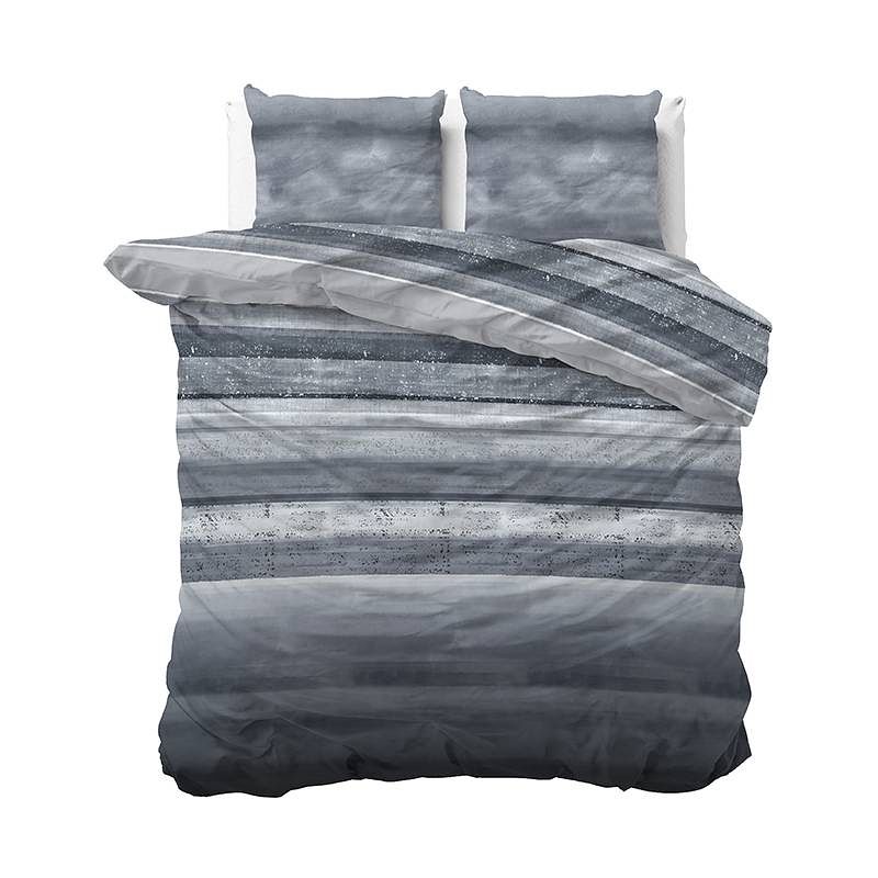 Foto van Dekbedovertrek marcus - lits-jumeaux (240x220 cm) - blauw polyester-katoen - dessin: strepen, patroon, modern - sleeptime elegance -