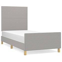 Foto van The living store bedframe - lichtgrijs - 203 x 83 x 118/128 cm - verstelbaar hoofdeinde