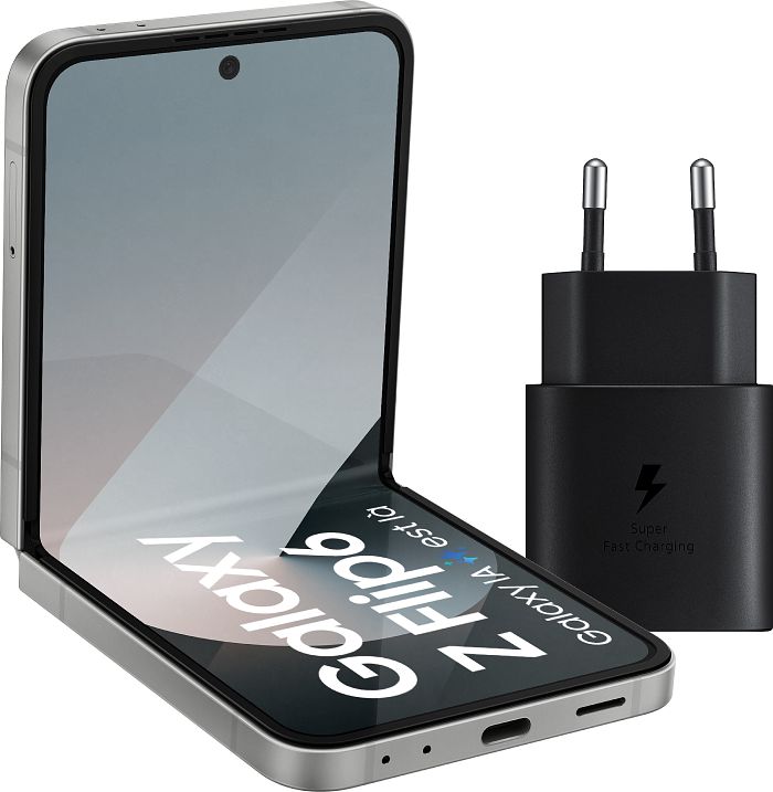 Foto van Samsung galaxy z flip 6 512gb zilver 5g + samsung oplader 25w zwart