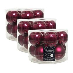 Foto van 30x stuks glazen kerstballen framboos roze (magnolia) 6 cm mat/glans - kerstbal