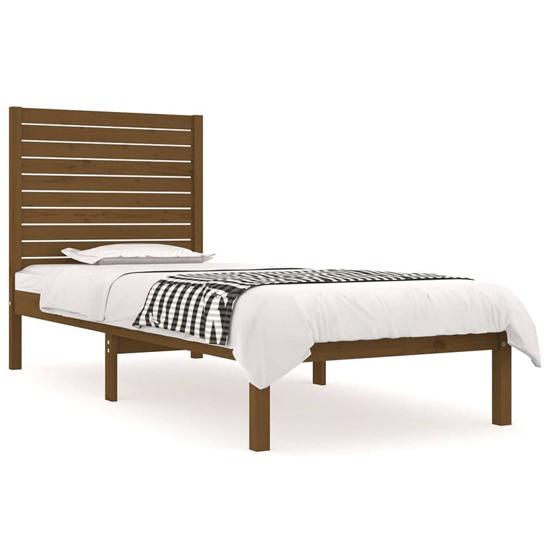 Foto van The living store bedframe houten - grenenhout - 75 x 190 cm - honingbruin