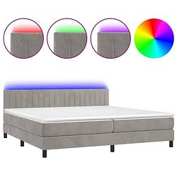 Foto van The living store boxspring bed - lichtgrijs fluweel - 203 x 200 x 78/88 cm - verstelbaar hoofdbord - kleurrijke