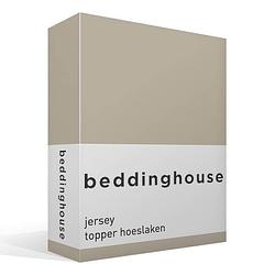 Foto van Beddinghouse jersey topper hoeslaken - 100% gebreide jersey katoen - lits-jumeaux (180x200/220 cm) - sand