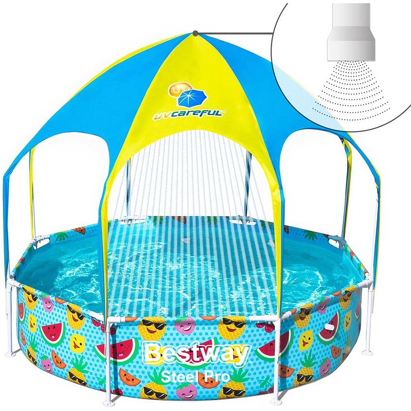 Foto van Bestway my first frame pool splash-in-shade play rond 244bestway peuterbad splash-in-shade - ø 244 cm