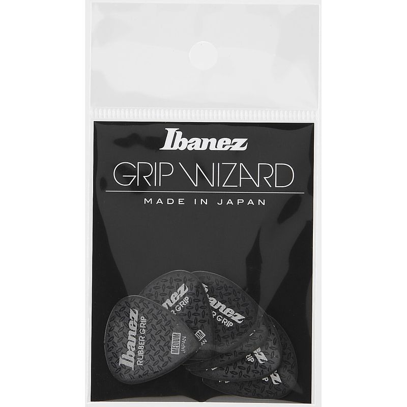 Foto van Ibanez ppa16mrgbk grip wizard rubber grip plectrumset 6-pack medium zwart