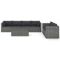 Foto van Vidaxl 8-delige loungeset met kussens poly rattan grijs