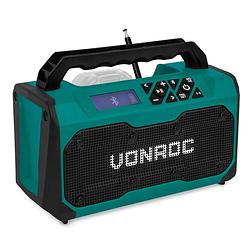 Foto van Vonroc accu bouwradio 20v - fm, bluetooth & usb - bass-reflex poort speakers - excl. accu en snellader