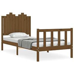 Foto van The living store bedframe - massief grenenhout - 195.5 x 95.5 x 110 cm - honingbruin