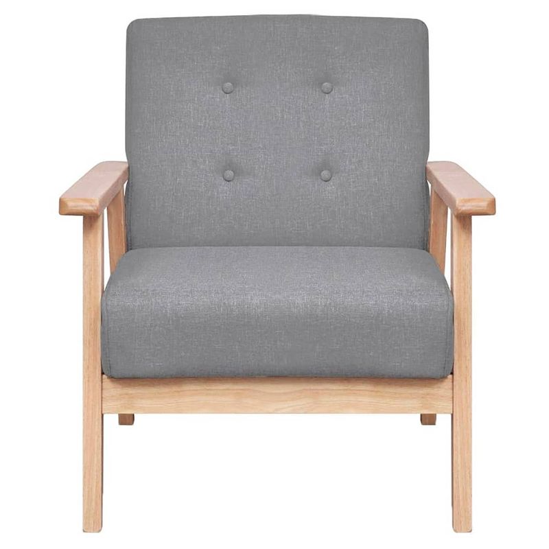 Foto van The living store retro fauteuil - lichtgrijs - 64.5 x 67 x 73.5 cm - houten frame