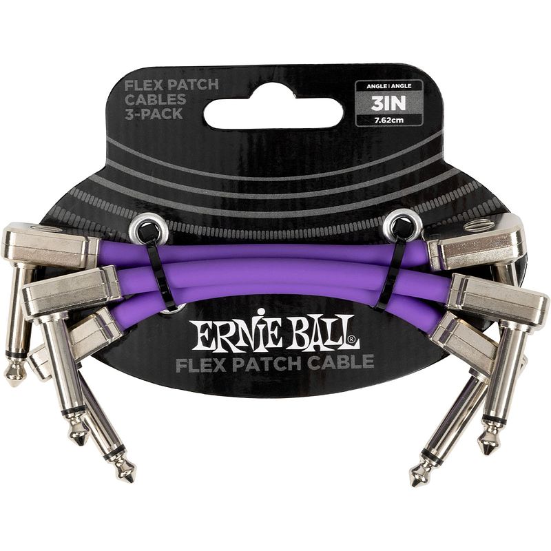 Foto van Ernie ball 6451 flex patch purple 3-pack patchkabels 7,5 cm (set van 3)