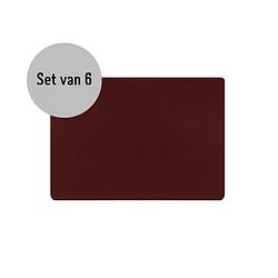 Foto van Krumble placemat pu leer - bordeaux rood - set van 6