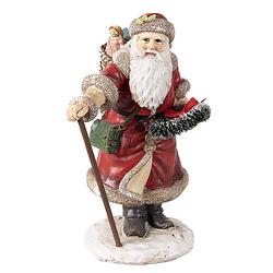 Foto van Clayre & eef kerstdecoratie beeld kerstman 20 cm rood polyresin kerstfiguren rood kerstfiguren