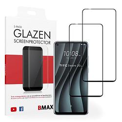 Foto van 2-pack bmax htc desire 20 pro screenprotector - glass - full cover 2.5d - black