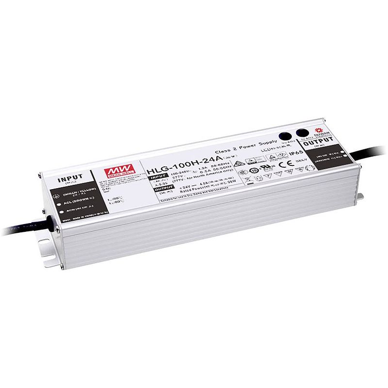 Foto van Mean well hlg-100h-24b led-driver, led-transformator constante spanning, constante stroomsterkte 96 w 4 a 12 - 24 v/dc dimbaar, pfc-schakeling,