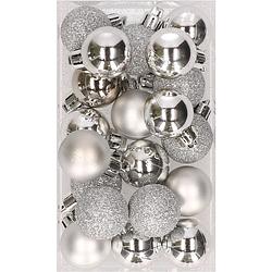Foto van 20x stuks kunststof kerstballen zilver 3 cm mat/glans/glitter - kerstbal