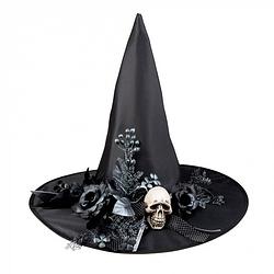 Foto van Boland heksenhoed skulla polyester zwart one-size