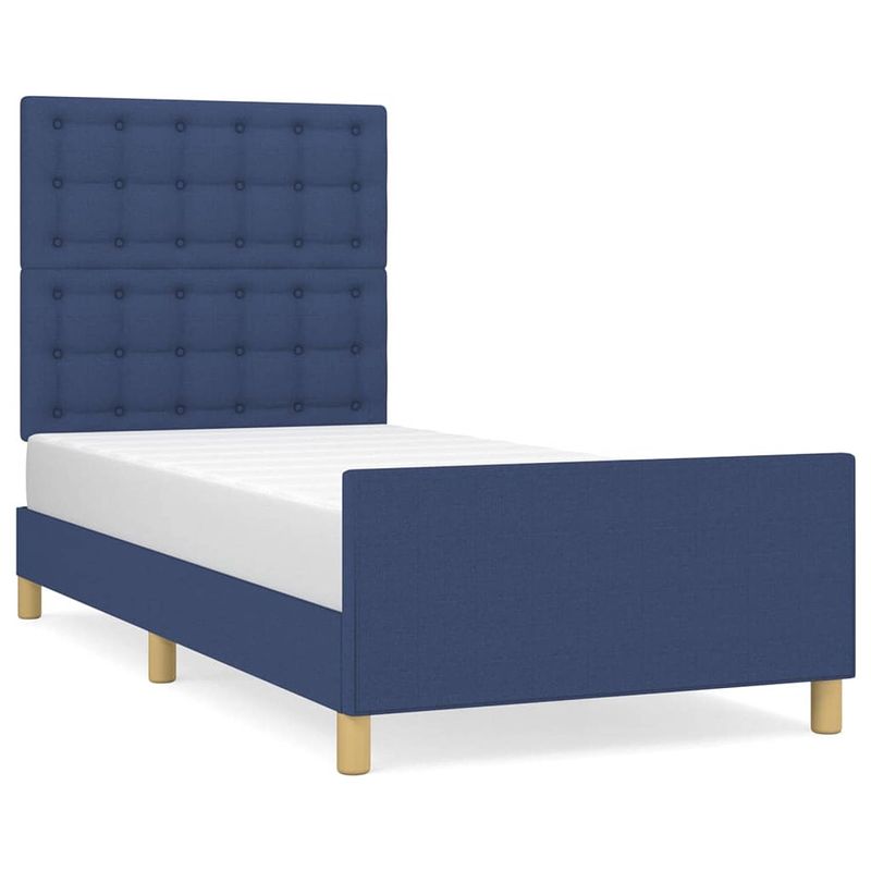 Foto van Vidaxl bedframe met hoofdeinde stof blauw 90x190 cm