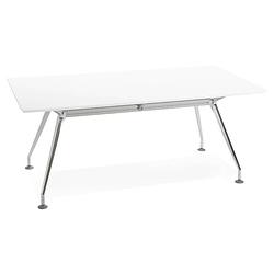 Foto van 24designs bureau stuart - l180 x b90 x h76 cm - wit mdf bureaublad - chromen onderstel