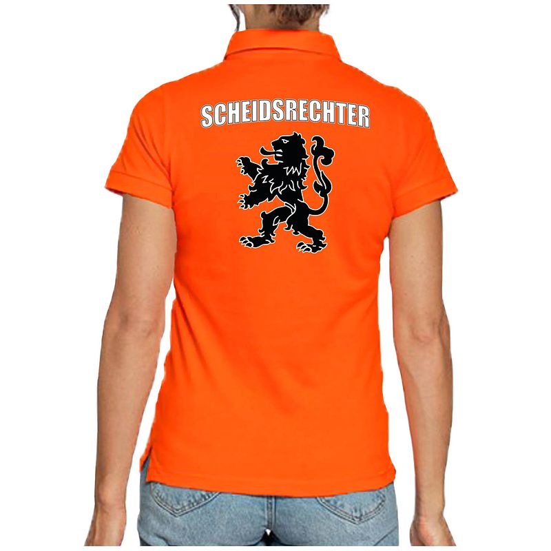 Foto van Holland fan polo t-shirt scheidsrechter oranje met leeuw voor dames s - feestshirts