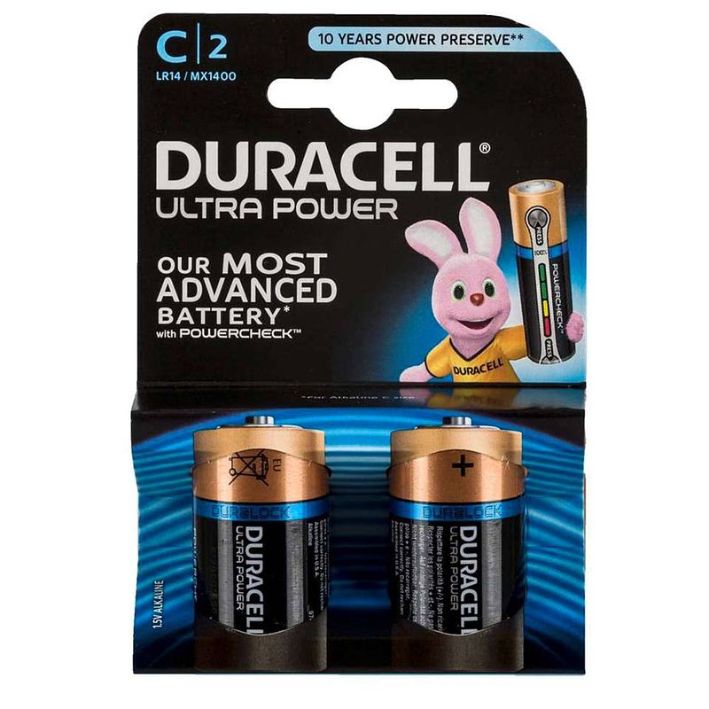 Foto van Duracell ultra power c alkaline batterijen - 2 stuks